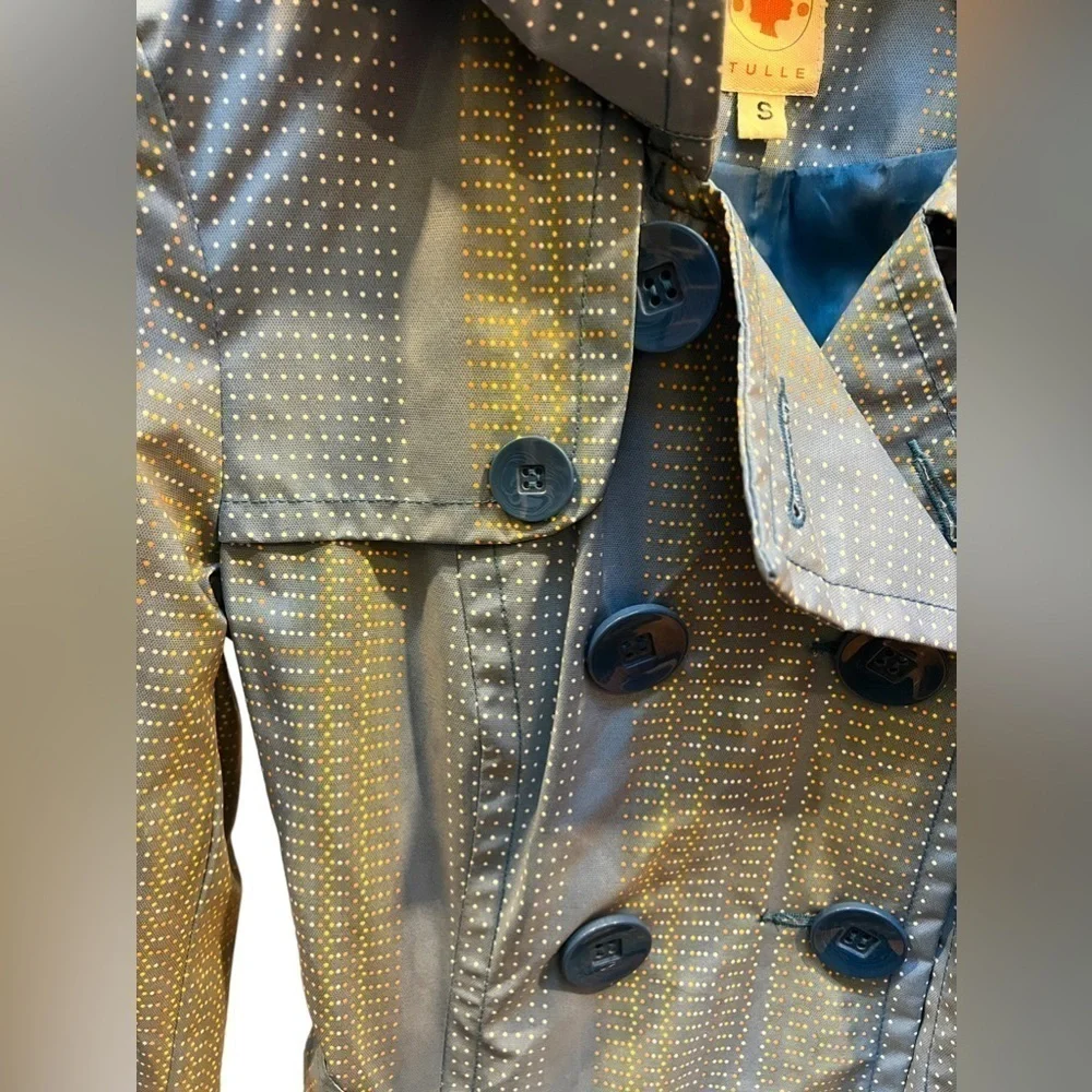 Tulle Women’s Lined blue dotted trench coat in Small - Picture 10 of 15